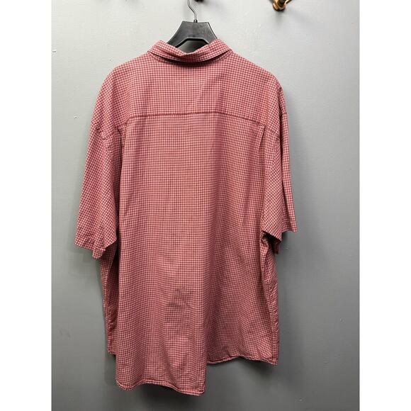 Nautica Jeans Co Button-Front Cotton‎ Shirt XXL Red Blue Plaid Short Sleeve - Picture 2 of 5